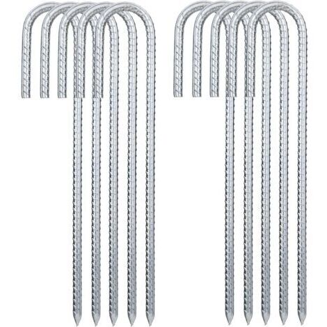 10 Stück Bodenanker, 30 cm J-Haken, robuste Zeltnägel, verzinkte Stahl-Befestigungsnägel zur Sicherung von Trampolinen, Markisen, Planen, Campingzäunen und Gärten