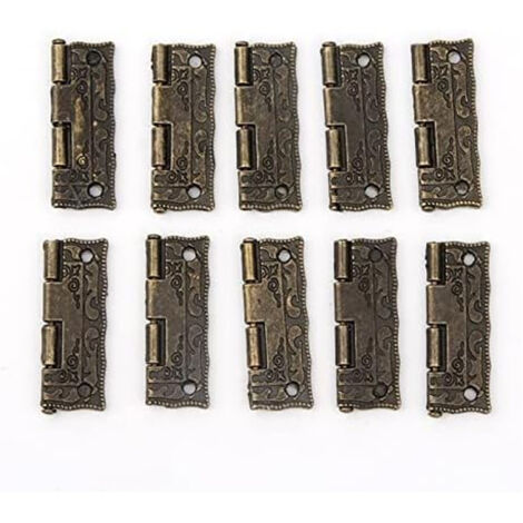 10 Stück bronzefarbene Retro-Türscharniere für Schrank, Schmuckkästchen, antike dekorative Holzmöbel