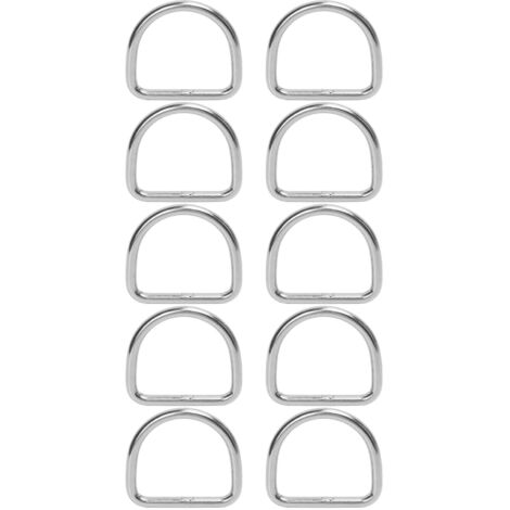 10 Stück D-Ringe aus Edelstahl 316, nahtlos geschweißt, Zubehör für Surfbretter und Kajaks, 6 mm D-Ring, 50 x 47 x 6 mm