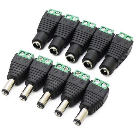 10 Stück DC-Netzteil-Stecker (männlich/weiblich), 12 V, Adapter für CCTV-Kameras, DVR-Sicherheitssysteme und LED-Leuchten