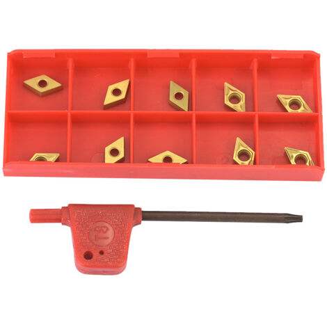 10 Stück DCMT070204 US735 DCMT21.51 beschichtete Hartmetall-Wendeschneidplatten für CNC-Dreh- und Fräsmaschinen mit Schraubenschlüssel