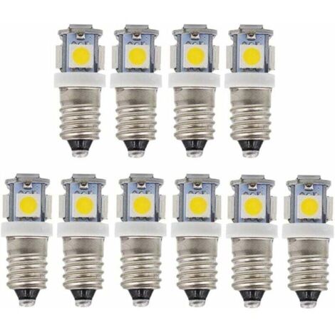 10 Stück E10 12 V LED-Lampen, kaltweiß, 5 SMD, 0,5 W, 50 lm (warmweiß)