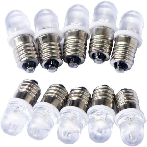 10 Stück E10 6 V Spot-LED-Lampen, kühles Weiß, 6000 K