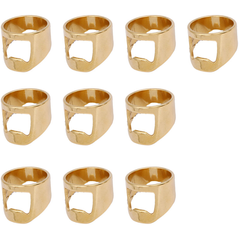 10 Stück Edelstahl Bierring Flaschenöffner, einfacher Ring offener Bierflaschenring Ring Flaschenöffner Gold 11 | 06927193398698