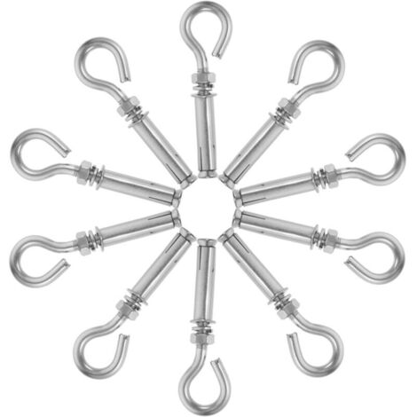 10 Stück Edelstahl-Spreizdübel mit robustem Ösenhaken zur Verankerung von Betonwänden, für Industrie und Haushalt