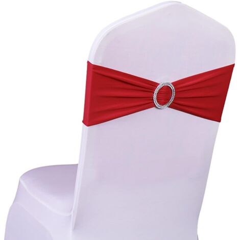 10 Stück elastische Schlupf-Stuhlschärpe mit Schnalle, für Hochzeit, Stuhlschleife aus Lycra, Polyester und Spandex., Rot