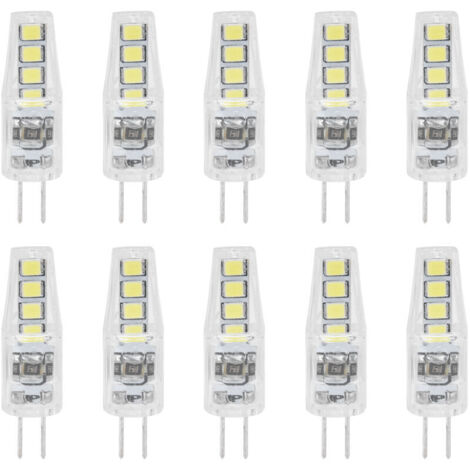 10 Stück G4 8-LED-Lampen (2835-Chips, 2 W, 360° Abstrahlwinkel, PC-Lampenbirnen) für Zuhause und Büro (220 V, weißes Licht)