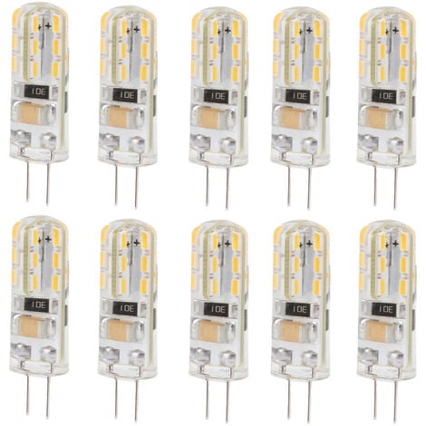 PRENFLE 10 Stück G4 LED-Leuchtmittel mit doppeltem Fusockel, 1,5 W, AC110 V, 110 lm, Silikon-Glühbirne für Landschaftsbeleuchtung, Hof, weies Licht 6000 K