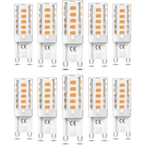 10 Stück G9-LED-Leuchtmittel, nicht dimmbar, 5 W, warmweiß, 3000 K, G9-LED-Leuchtmittel, Halogen-Äquivalent, 50 W, AC110/220 V [Energieklasse F]
