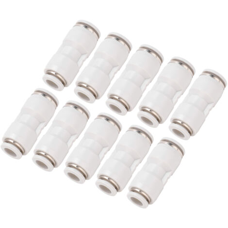 10 Stück gerade Reduzierstücke für Schnellkupplungs-Pneumatikschläuche, weiße Armaturen PG8-4