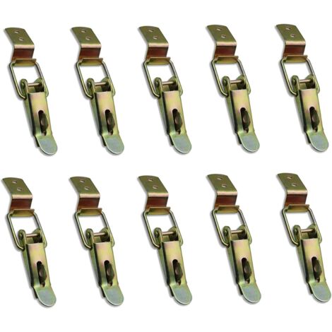 10 Stück geschlossener Hebel und Haken, Kippriegel, für Schublade, Hebelschloss, Werkzeugkasten, Schrank, Schrank, Box (verzinktes Gelb)