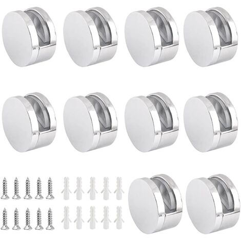 10 Stück Glasklemmen aus Zinklegierung, Spiegelklemmen, Halter für 4–6 mm Glasklemme (inkl. Zubehör).