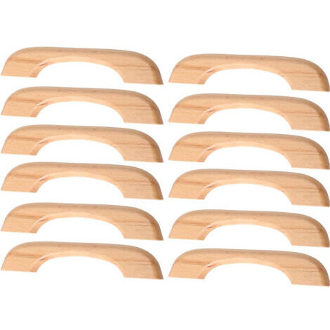 10 Stück Holz Möbelgriff Schubladenkopf Türknauf Schrankgriffe für Küche Schrank Kommode (127mm Gesamtlänge, Holzfarbe)
