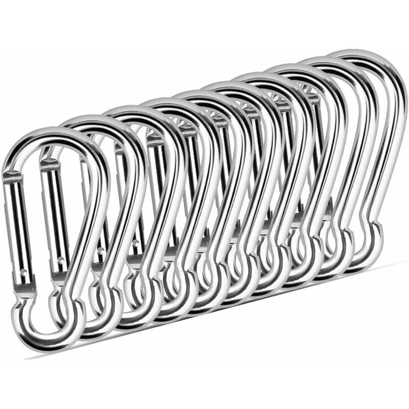 10 Stück Karabiner 8 x 80 mm – Schnellverschluss – maximale Belastung: 230 kg | 06135791839400 10 Stück Karabiner 8 x 80 mm – Schnellverschluss – maximale Belastung: 230 kg | 06135791839400