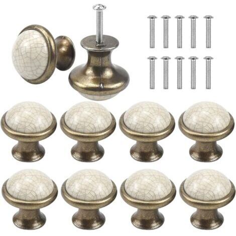 10 Stück Keramik Schubladenknopf, 33MM Runde Schubladenknöpfe, Vintage Möbelknöpfe, Türknöpfe, Möbelgriffe für Schrank Küchenschrank, Kinderzimmer