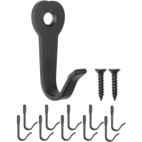 10 Stück klassische Garderobenhaken, Eisenhaken, Metallhaken, Bilderhaken, Vintage-Landhaus-Retro-Stil, 39 x 22 mm, schwarz