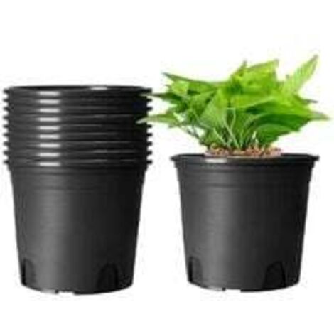 10 Stück Kunststoff-Blumentöpfe, 16 cm dicke Blumentöpfe, Pflanzenbehälter, Innen-Gartentopf (schwarz)