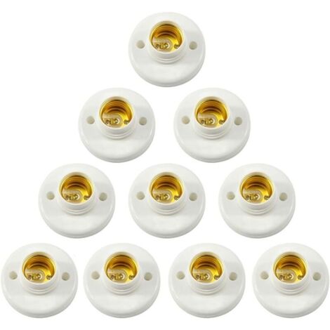 10 Stück Kunststoff-Schraubfassung für E27-Lampensockel, LED-Lampenfassung, Wandmontage, Adapter-Konverter für E27-Glühbirne, Kunststoff-Rundschraubfassung, Lampenfassung