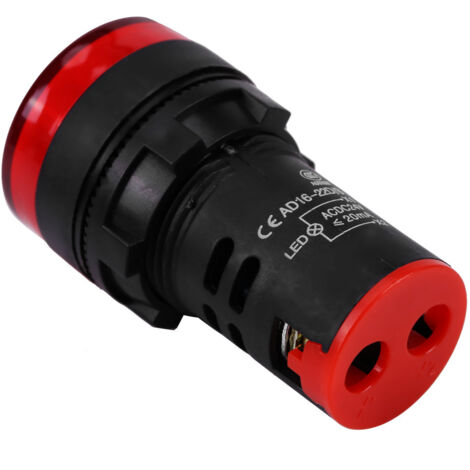 10 Stück LED-Anzeigeleuchte 24V AC/DC, 22mm Gewinde, elektronische Signalleuchte (Rot)