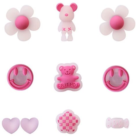 10 Stück leuchtende rosa Bären-Hundeschuh-Accessoires für Krokodil-Anhänger