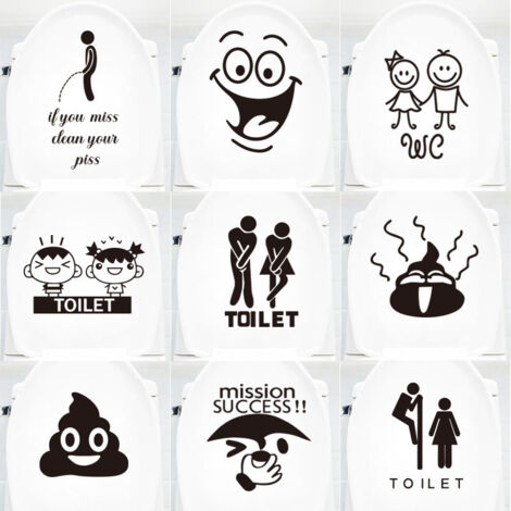 10 Stück lustige Toiletten-Smiley-Gesichtsaufkleber für Badezimmer und Küche