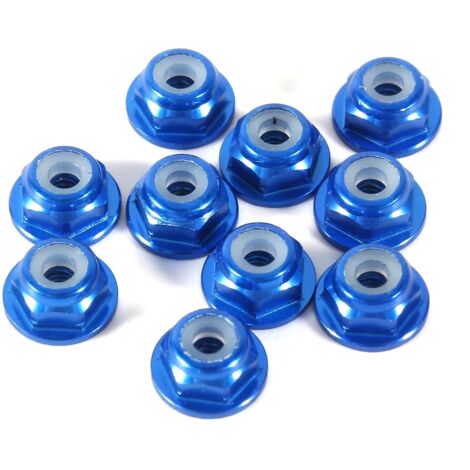 10 Stück M2-Sechskantmuttern aus Aluminium mit blauem Nyloneinsatz