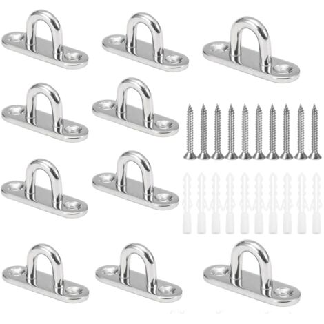 10 Stück M5 U-förmige Deckenhaken, Basis aus Edelstahl 304, 15 x 45 mm, Wandhalterung, Ösenplatten