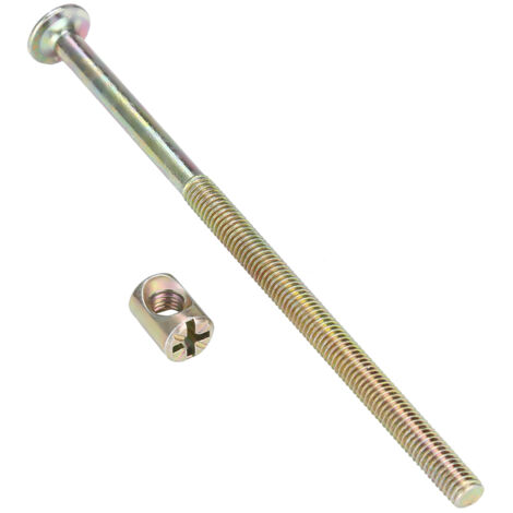 10 Stück M6-Möbelschrauben aus Kohlenstoffstahl, 120 mm lang, mit 6-mm-Zylindermutter-Verbindungswinkel