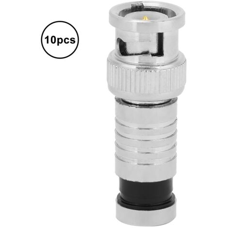 10 Stück männliche BNC-Kompressionsstecker für RG59-Koaxialkabel, ideal für CCTV-Videoüberwachungssysteme