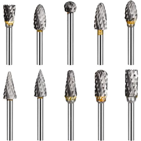 10 Stück Metallfräser für Fräsmaschinen, 3 mm Doppelschnitt-Wolfram-Rotationsgrate, Geradschleifer, Fräser für Rotationswerkzeuge, Verarbeitung, Schleifen, Gravieren, Polieren