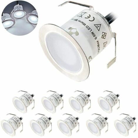 BSR 10 Stück Mini LED Einbaustrahler Outdoor, IP67 Wasserdicht, Tageslichtweiß 4500K, Stehlampe 32MM 0,6W DC12V für Weg Terrasse Holz Schwimmbad Treppe