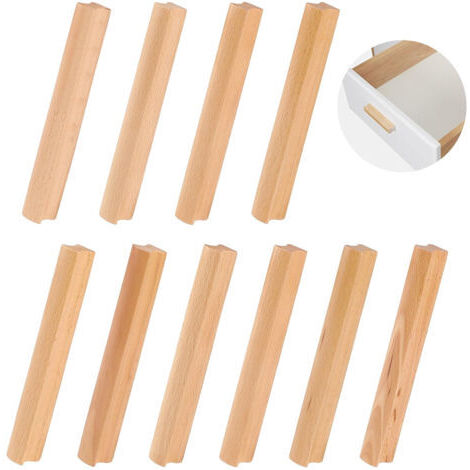 10 Stück Möbelgriffe aus Holz, Holzgriff für Schrank, Lochabstand 128 mm Möbelgriffe Holzschränke, Küchengriffe aus Holz Universell für Schränke