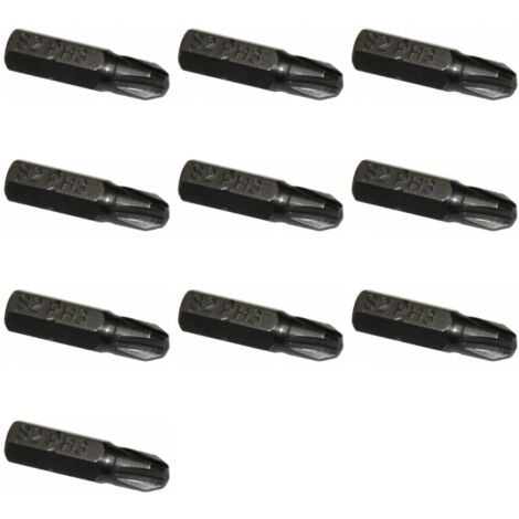 10 Stück PH3 Kreuz Bit 25mm Kreutz Bits S2 Stahl 10er Pack