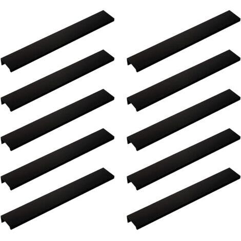 (10 Stück, Schwarz) Unsichtbarer langer Türgriff für Schrank, 200 mm lang, schwarzer Kantengriff ohne Perforation