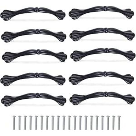 10 Stück schwarze Küchenschrankgriffe, 128 mm, Schubladengriffe aus Metall, Möbelknöpfe aus Aluminiumlegierung, inklusive 20 Schrauben für Küchenschränke