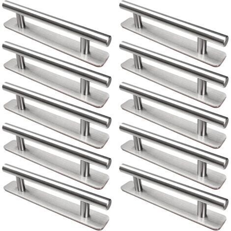 10 Stück Selbstklebende Möbelgriffe, 128 mm Küchengriffe aus Edelstahl, Möbelgriffe ohne Bohren, für Schrank, Küche, Schiebetür, Balkontür