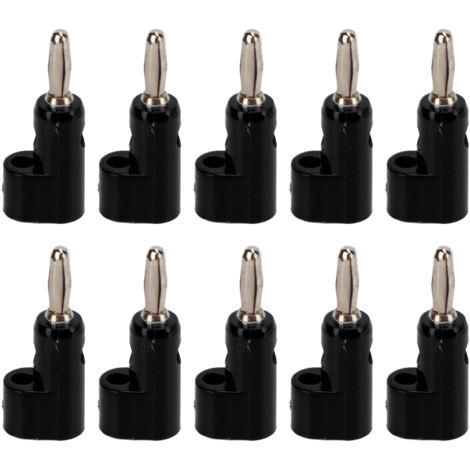 10 Stück stapelbare, lötfreie 4-mm-Bananenstecker mit offener Schraube, 30 V AC – 60 V DC, max. 24 A, für industrielle Elektronikgeräte, Schwarz