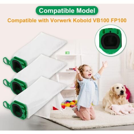 TOOLIVE 10 Stück Staubsaugerbeutel für Vorwerk Kobold VB100 VB 100 FP100 FP 100 Premium Filterbeutel für Kobold VB100 filterlosen Staubsauger