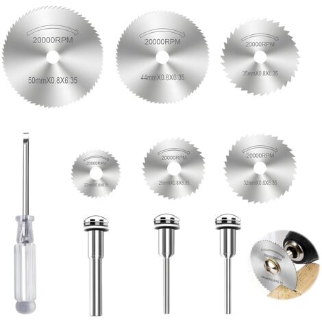 10 Stück Trennscheiben für Rotationswerkzeuge, Mini-Kreissägeblätter, HSS-Sägeblätter, Mini-Diamanttrennscheiben mit Adapter und Schraubendreher für Holz, Metall, Kunststoff, Stein und Glas
