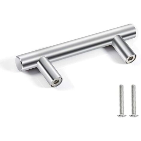 10 Stück Türgriffe/Möbelgriffe aus silberfarbenem Edelstahl, Lochabstand 64 mm