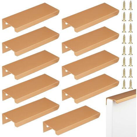 10 Stück verdeckter Griff, 80 mm Schrankgriff, roségoldene Schubladengriffe, Möbelgriffe, Aluminium-Schrankgriff