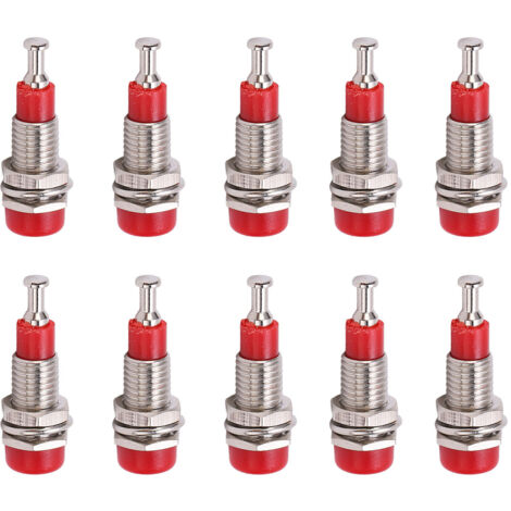 10 Stück vernickelte Bananenbuchsen (2 mm) für die Frontplattenmontage – Rot