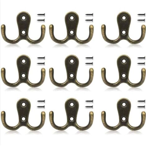 10 Stück Vintage-Haken, Metallhaken, Retro-Wand-Doppelhaken, Zinklegierungshaken, Badezimmer-, Mantel-, Hut- und Küchen-, Schlafzimmerhaken und Dekoration