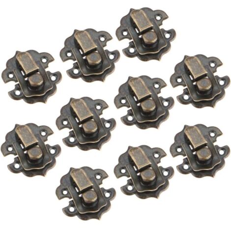 10 Stück Vintage-Schmuckkästchenverschlüsse, antike Verschlüsse, 29 x 31 mm Kastenverschluss, Knebelverschlüsse für Schmuckkästchen und Geschenkboxen, Antikbronze