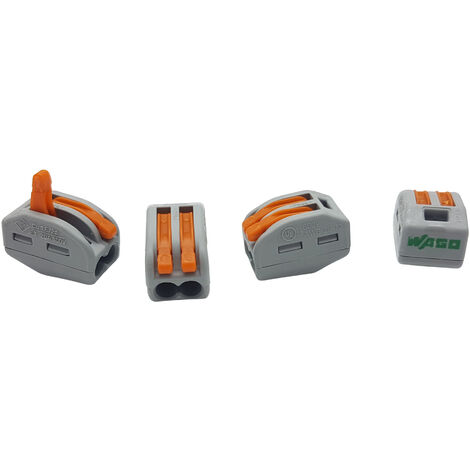 10 Stück Wago 222-412 Verbindungsklemme 2 Leiter mit Betätigungshebel 0,08-4 mm², grau