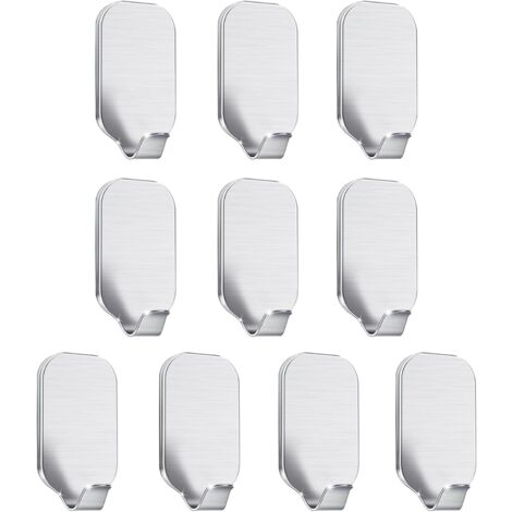 10 Stück Wand- und Türhaken, selbstklebende Haken für Badezimmer, Küche, zum Aufhängen von Kleidung, Stoff, Handtüchern, Schlüsseln – Edelstahl, wasserdicht, nagelfrei