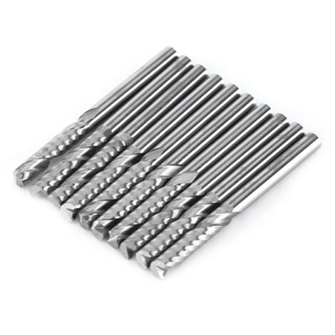 10 Stück Wolframkarbid-Einzelschaftfräser, 3,175 mm, 3 mm Schaftfräser, Flöte, Spiralschaftfräser, CNC-Fräser, Gravur- und Schnitzwerkzeug