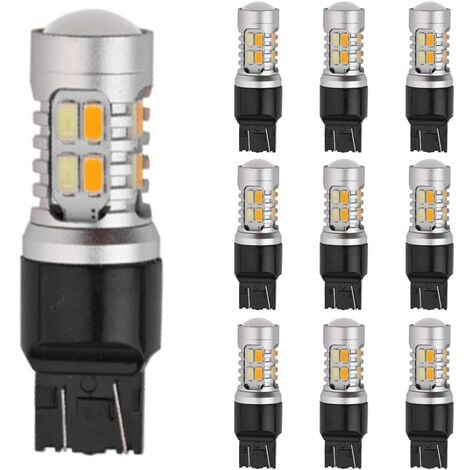 WOOSIEN 10 Stück zweifarbige LED-Birne T20 7443 W21/5 W Auto Drl Blinker Rückfahrbremsleuchte C