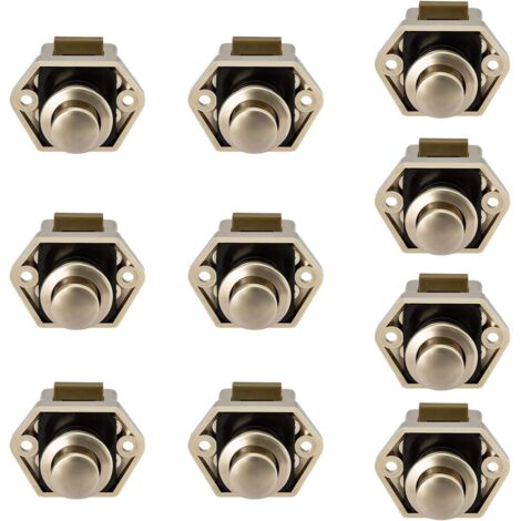 10 stücke Mini Push Button Schublade Schrank Türschloss Caravan Wohnmobil Nickel Boot Lock Knob