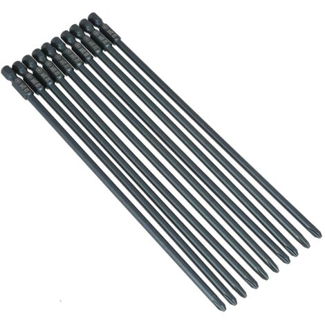 10 Stücke Schraubendreher Bit Set,200mm Extra Lange S2 Stahl Kreuzkopf PH2 Schraubendreher Bits Set 1/4 zoll Sechskantschaft